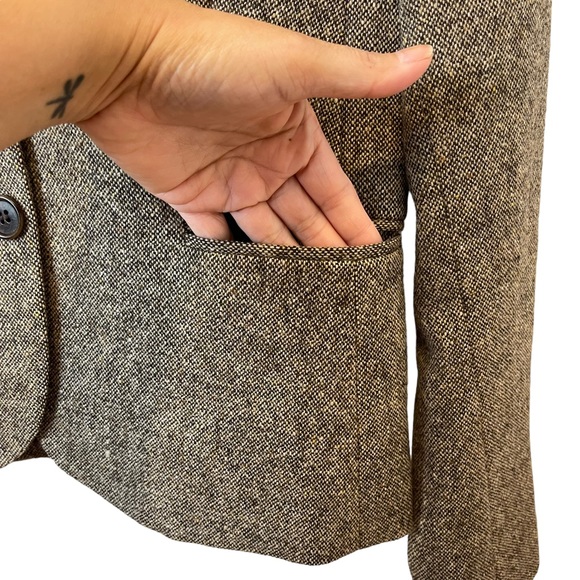 Theory Herringbone Tweed Wool Blend Jacket Sz. 2 - Picture 8 of 10